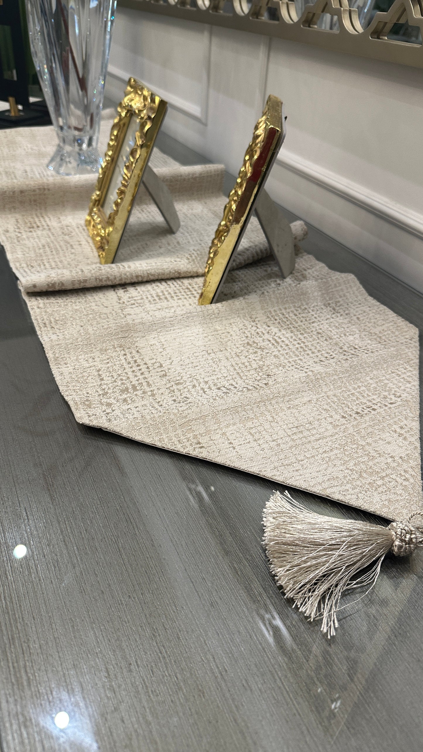 Golden checkerboard runner