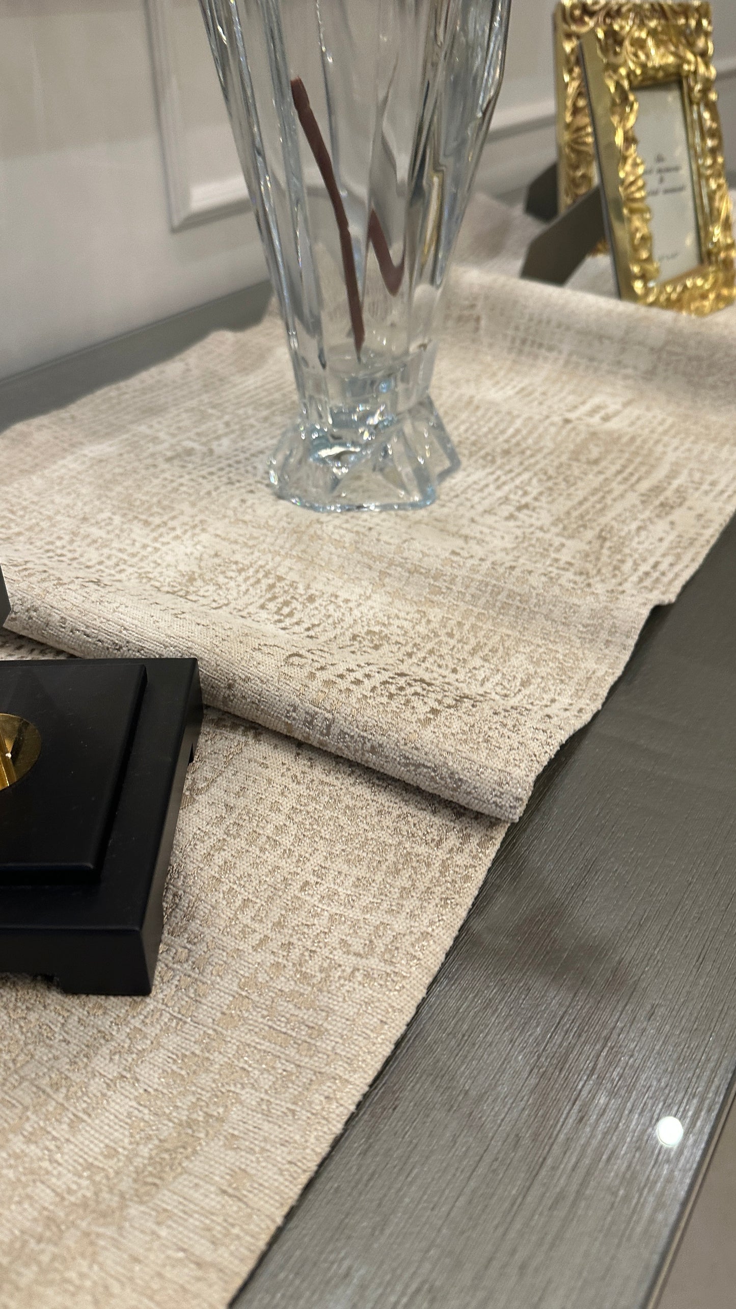 Golden checkerboard runner