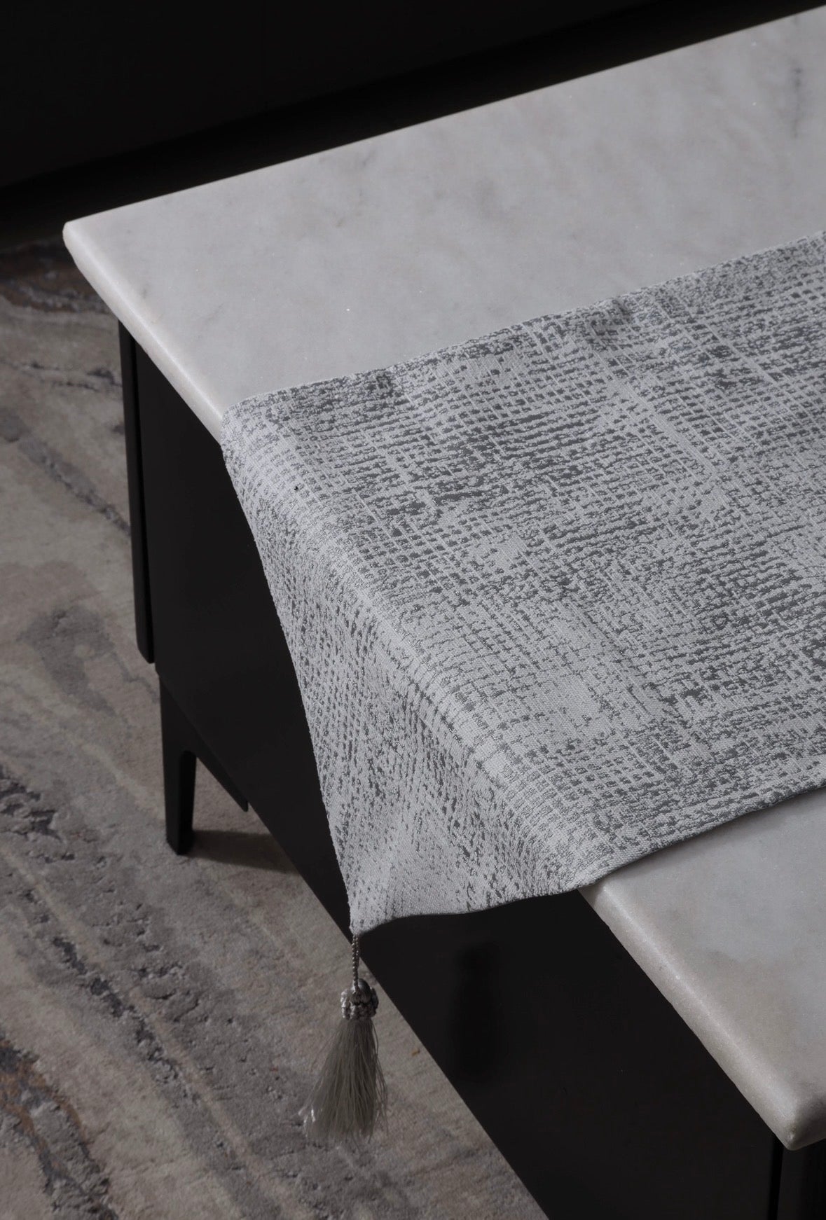 Silver checkerboard runner