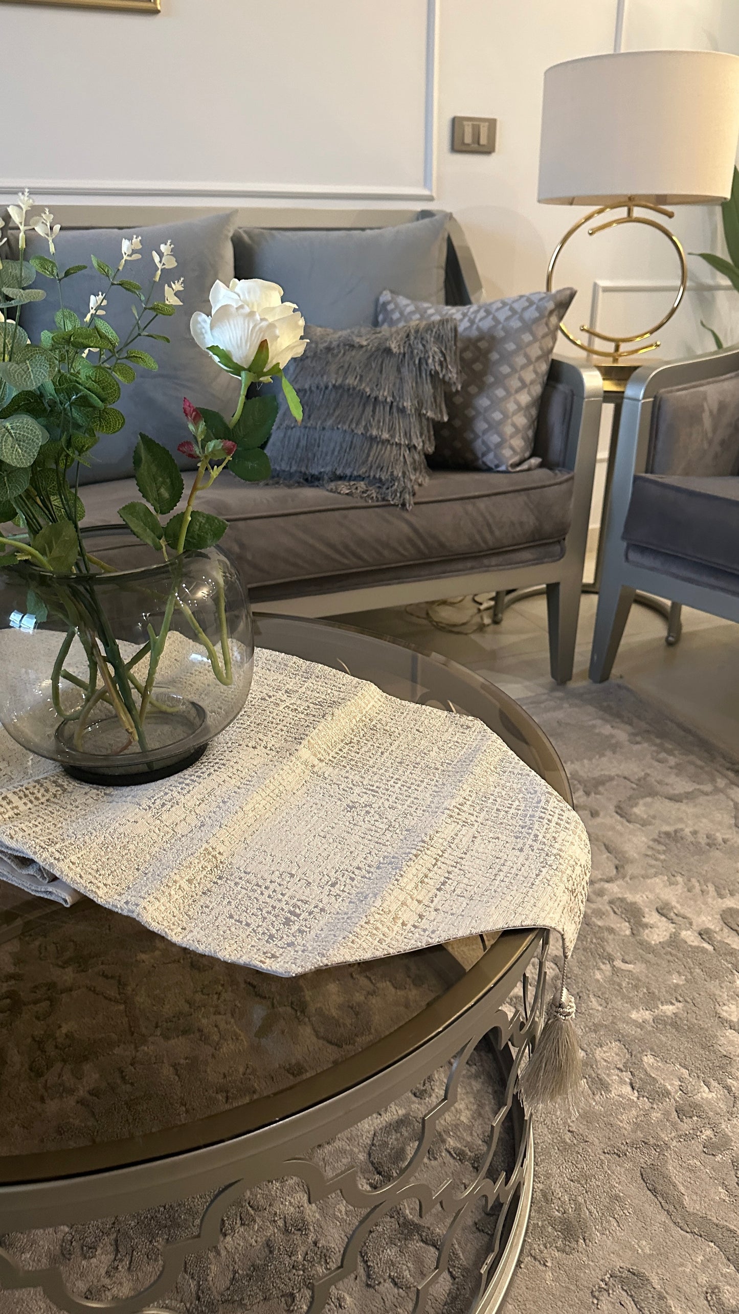 Golden checkerboard runner