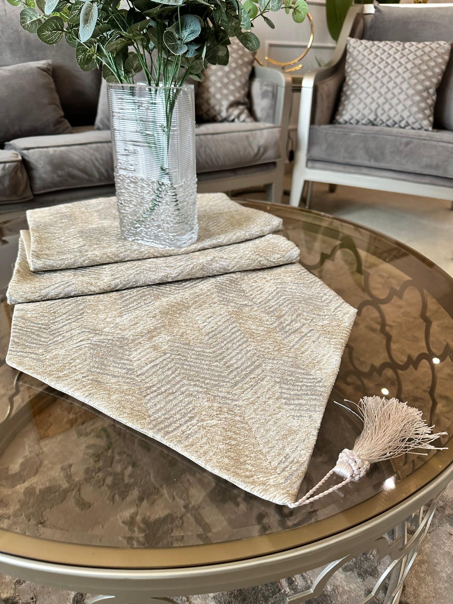 Grey&beige zigzag runner