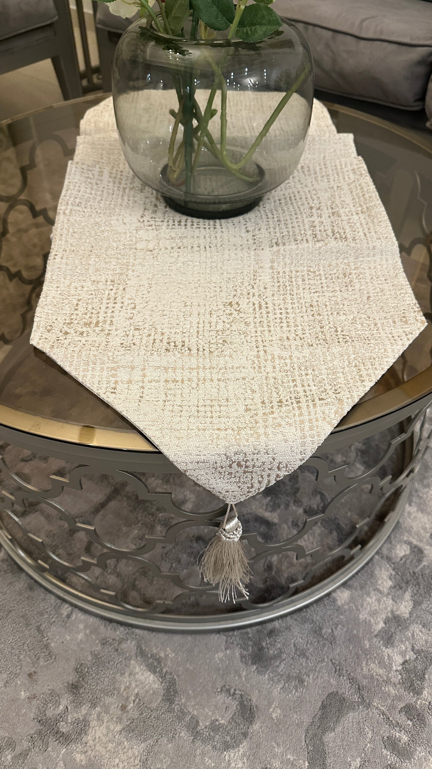 Golden checkerboard runner