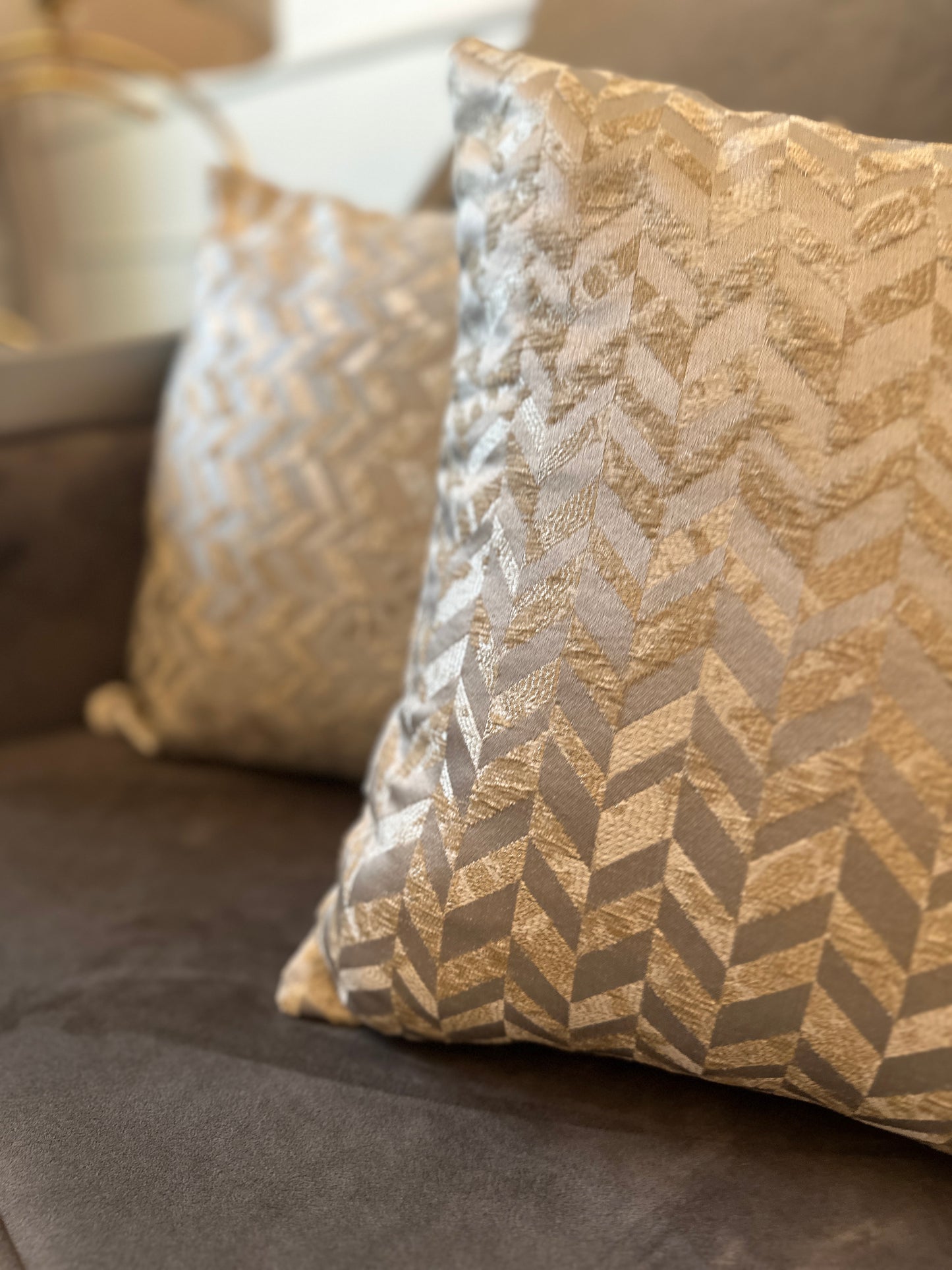 Silver&gold chevron cushion cover